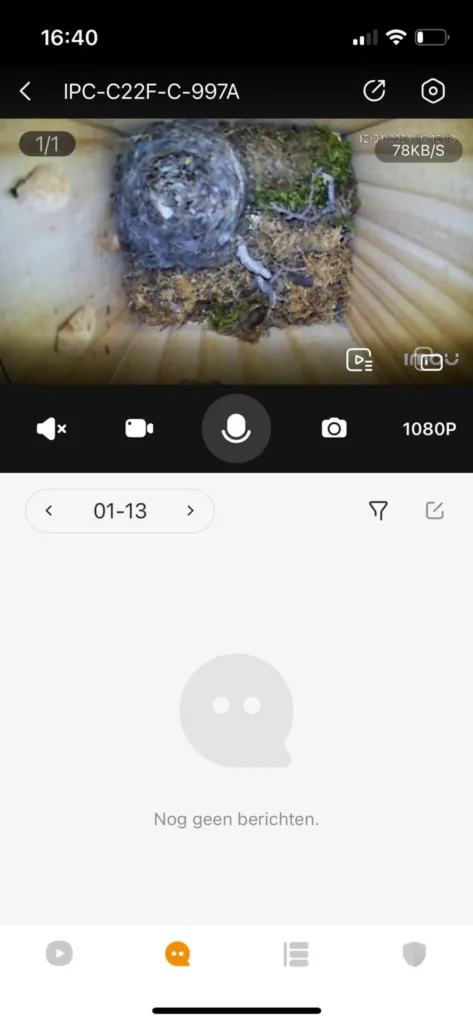Foto van Nestkast via de app Imou Life