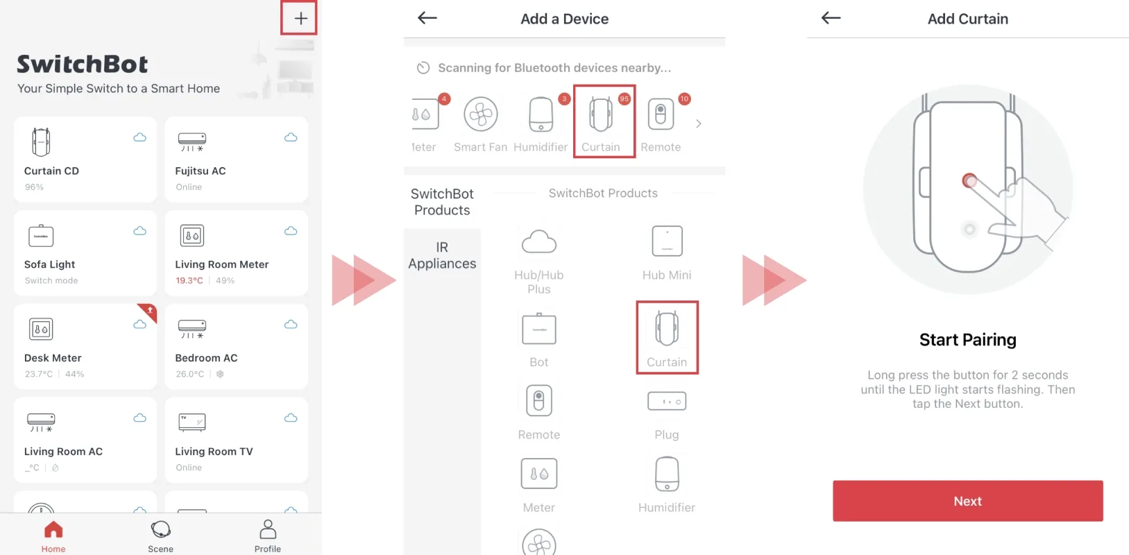 Stappenplan toevoegen Switchbot Curtain