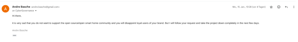 home assistant reactie op haier verzoek plugin
